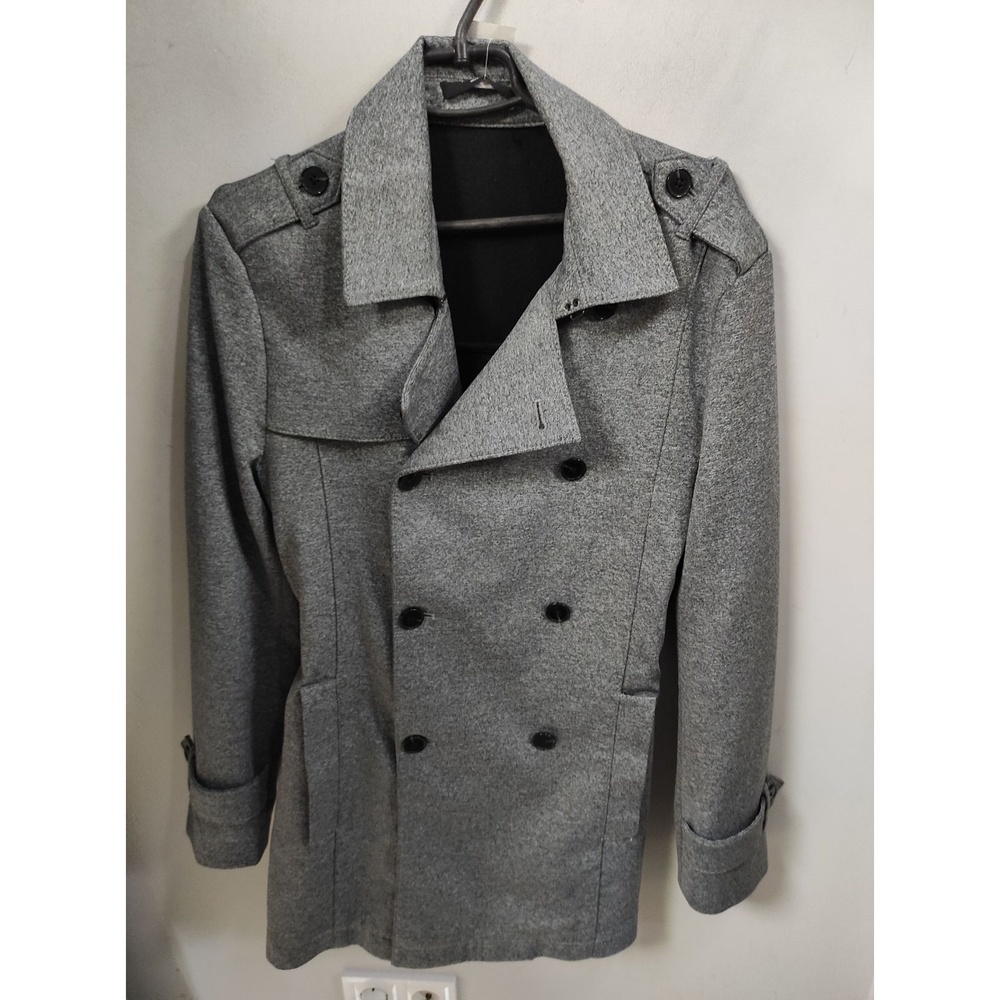 Pea Coat Men's Gray EUC Double-breasted